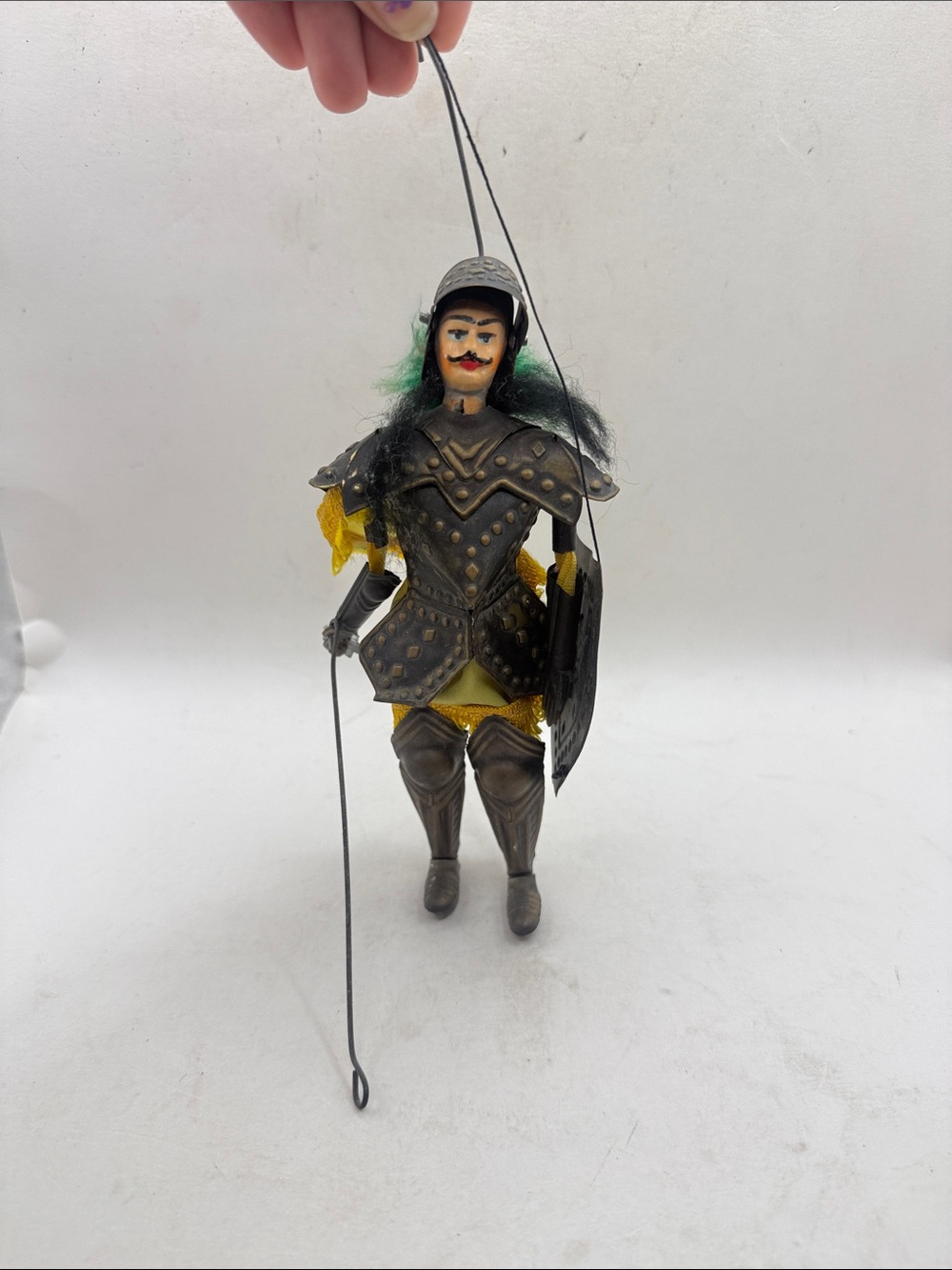 Vtg Italian Sicilian Knight Marionette Puppet Armor Sword Shield Collectible